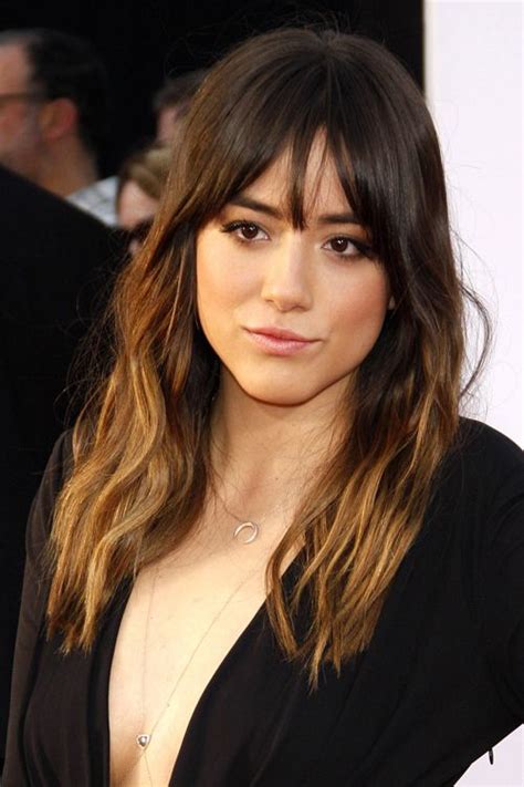 chloe bennet bangs|Chloe Bennet Wavy Medium Brown Curved Bangs, Messy .